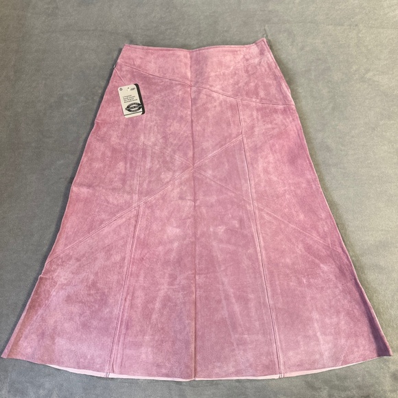 Boho Chic Suede Skirt Skotts Pink Size 8 Washable Midi NWT Western Cowgirl 90s - Picture 1 of 9